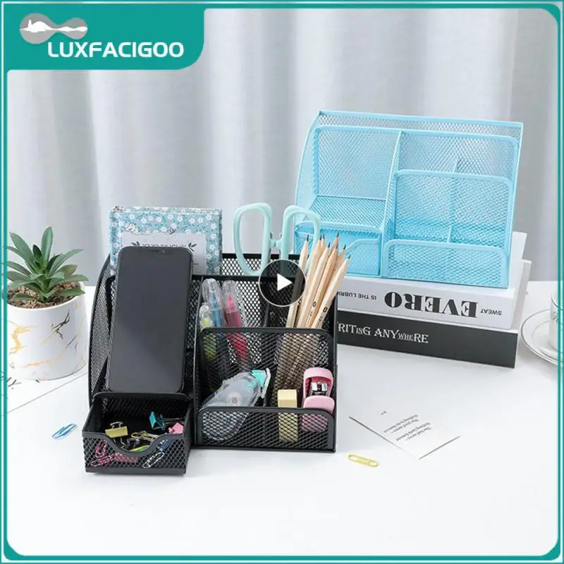 حامل قلم معدني حامل قلم متعدد الوظائف مكتب تخزين مكتب منظم قرطاسية حامل قلم صندوق منظم صندوق برميل القلم