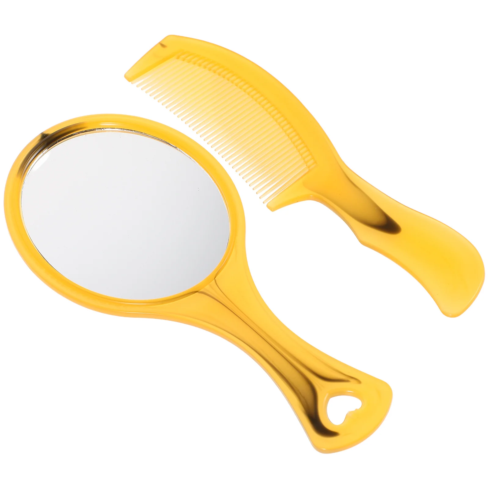 2Pcs Compact Handheld Mirror with Handle and Durable Comb Set for Quick Touch Ups Lightweight and Stylish Ideal for on The Go