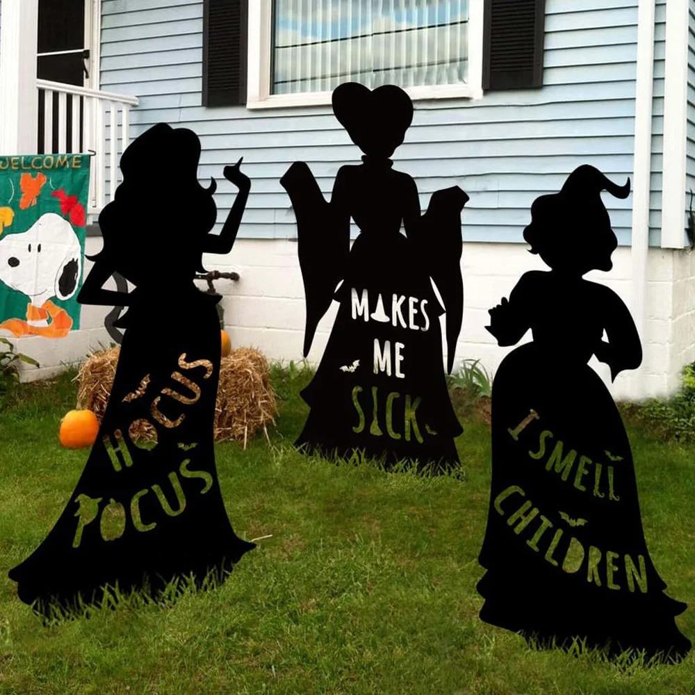 Halloween Iron Art Witch Signs Frame Silhouette Decor Carnival Home Decor Outdoor Garden Black Hocus Pocus Magic Witches Gifts