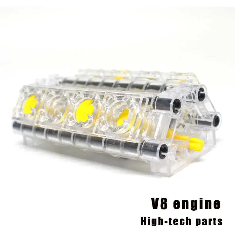 MOC high-tech automobile engine DIY transparency V8 air cylinder Accessories Bricks Compatible With Lego high-tech  Toys