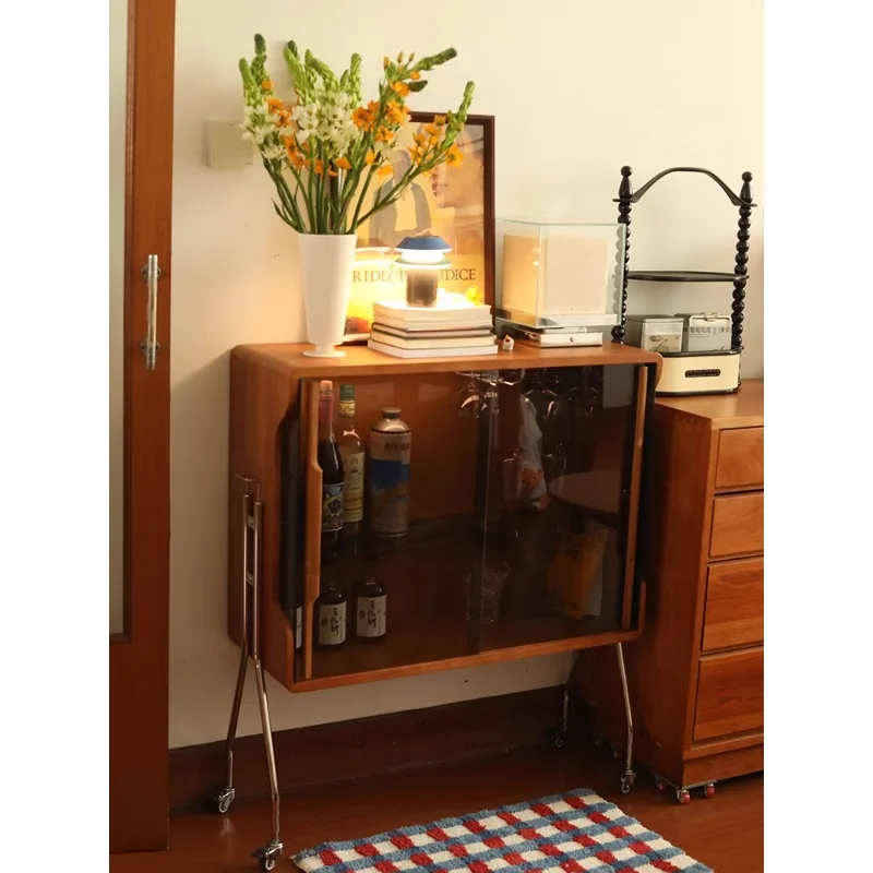 

French mobile glass wine cabinet