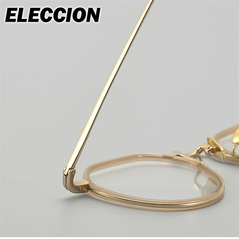 ELLCCION النظارات الطبية التيتانيوم النقي فائقة الجودة النظارات البصرية الرجال النساء نظارات دائرية قصر النظر ناقص عدسة اللونية