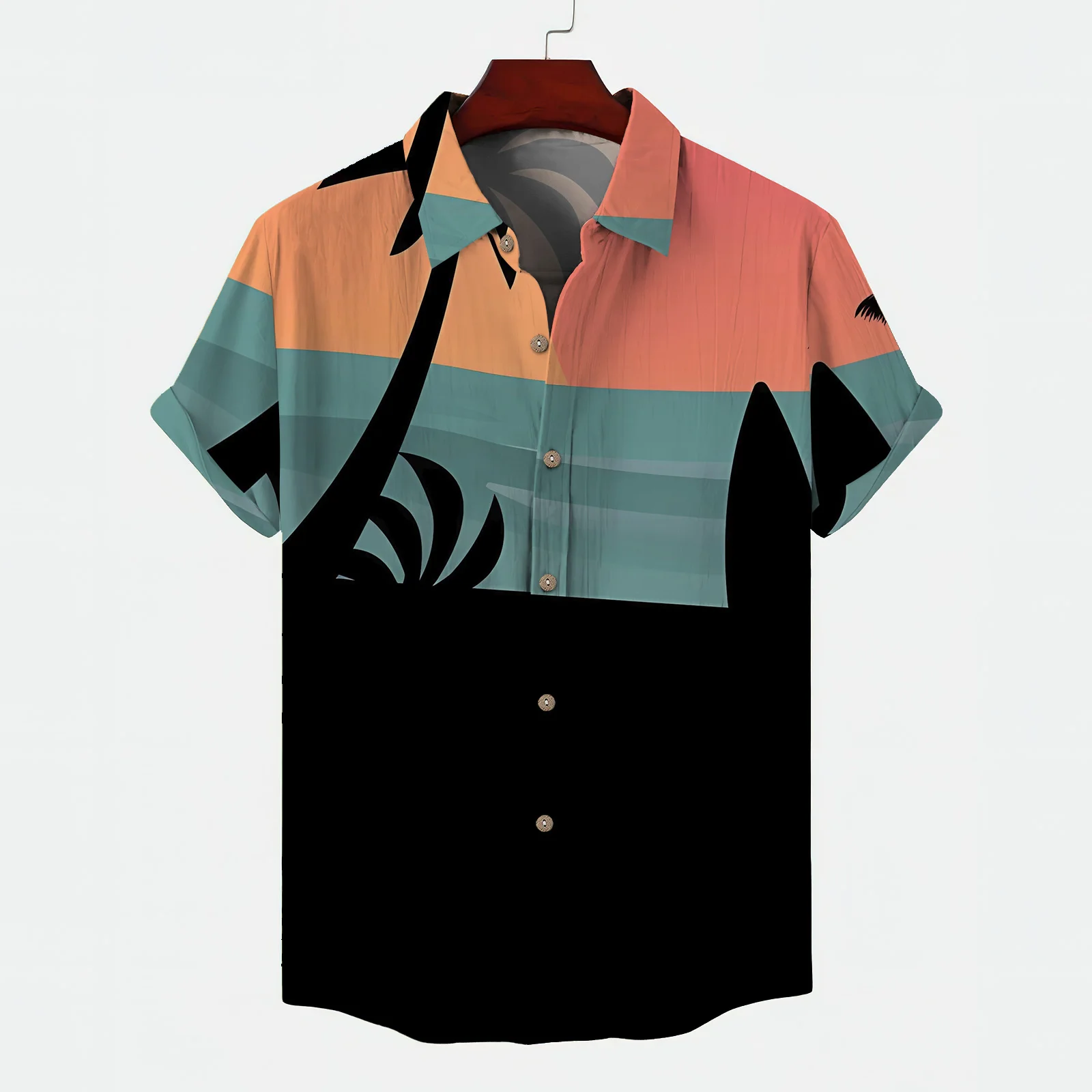 

Men's Clothing 2024 Short Sleeve Man Shirt Young Trendy Street Beach Sunset Surf Blouse Comfortable and Lightweight Male Clothes