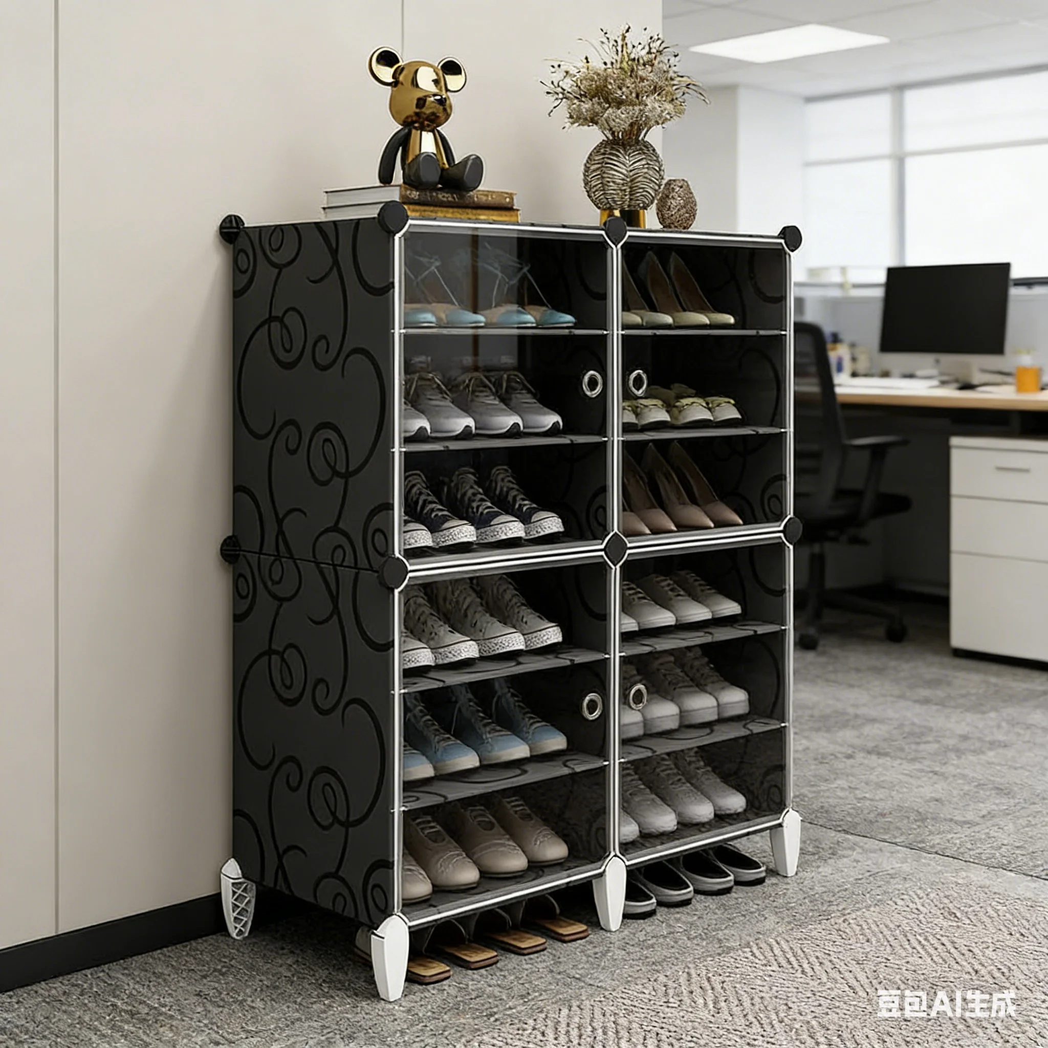 

AOLIVIYA Shoe Rack Hallway Home Shoe Cabinet Multi Layer Doorway Entryway Living Room Large Capacity Country Style A316840