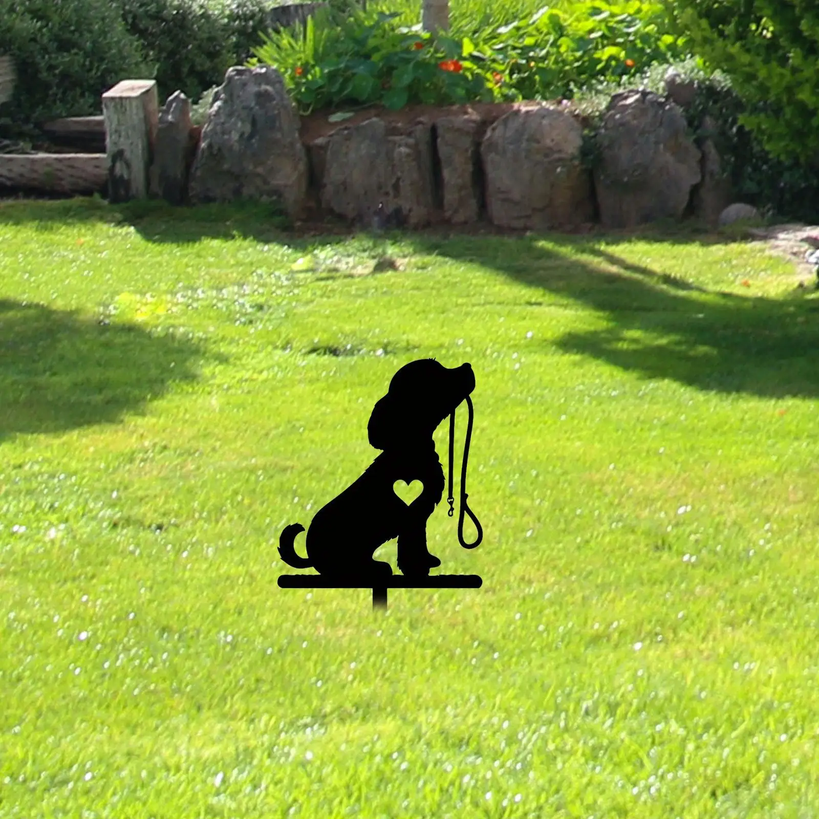 

Metal Dog Garden Decor Animal Silhouette Sculpture, Statue Puppy Sign Dog Silhouette Outdoor Dog Decor for Park Lawn Patio