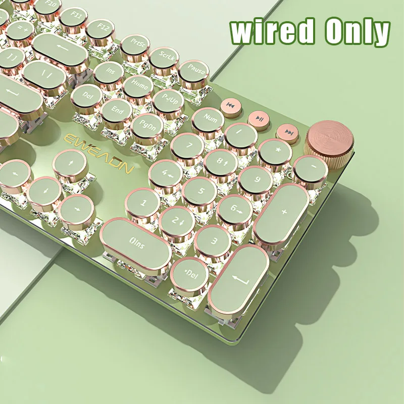 لوحة مفاتيح ميكانيكية للألعاب آلة كاتبة سلكية من EWEADN، 104 مفتاحًا، معدنية، إضاءة خلفية LED، مقبض وسائط متعددة، مريح لمكتب الألعاب