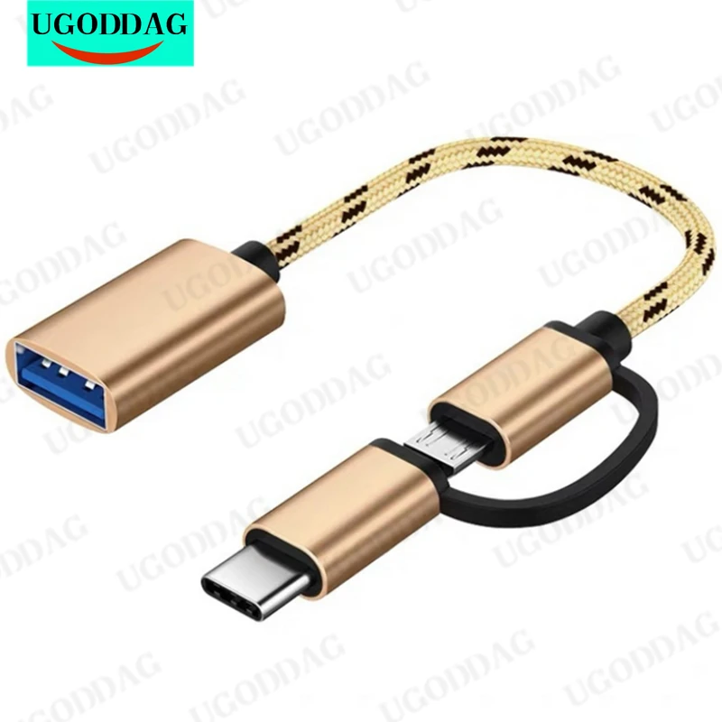 2 in 1 Type-C OTG Adapter Cable for Samsung S10 S10  Xiaomi Mi 9 Android MacBook Mouse Gamepad Tablet PC Type C OTG USB Cable