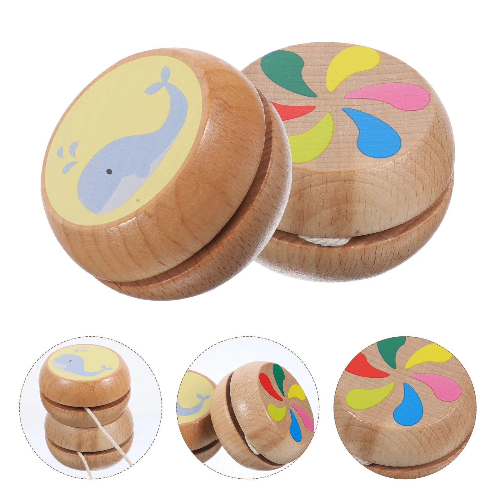 2 Pcs School Supplies Children's Yo-yo Children’s Kids Wooden Unisex Fingertip Ball Yoyo