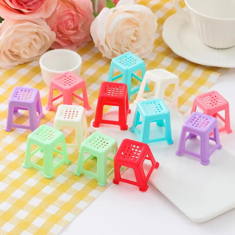 Simulation Miniature Furniture Model Retro Small Stool Decoration Dollhouse Props Accessories Household Chores Toys 20pc/lot