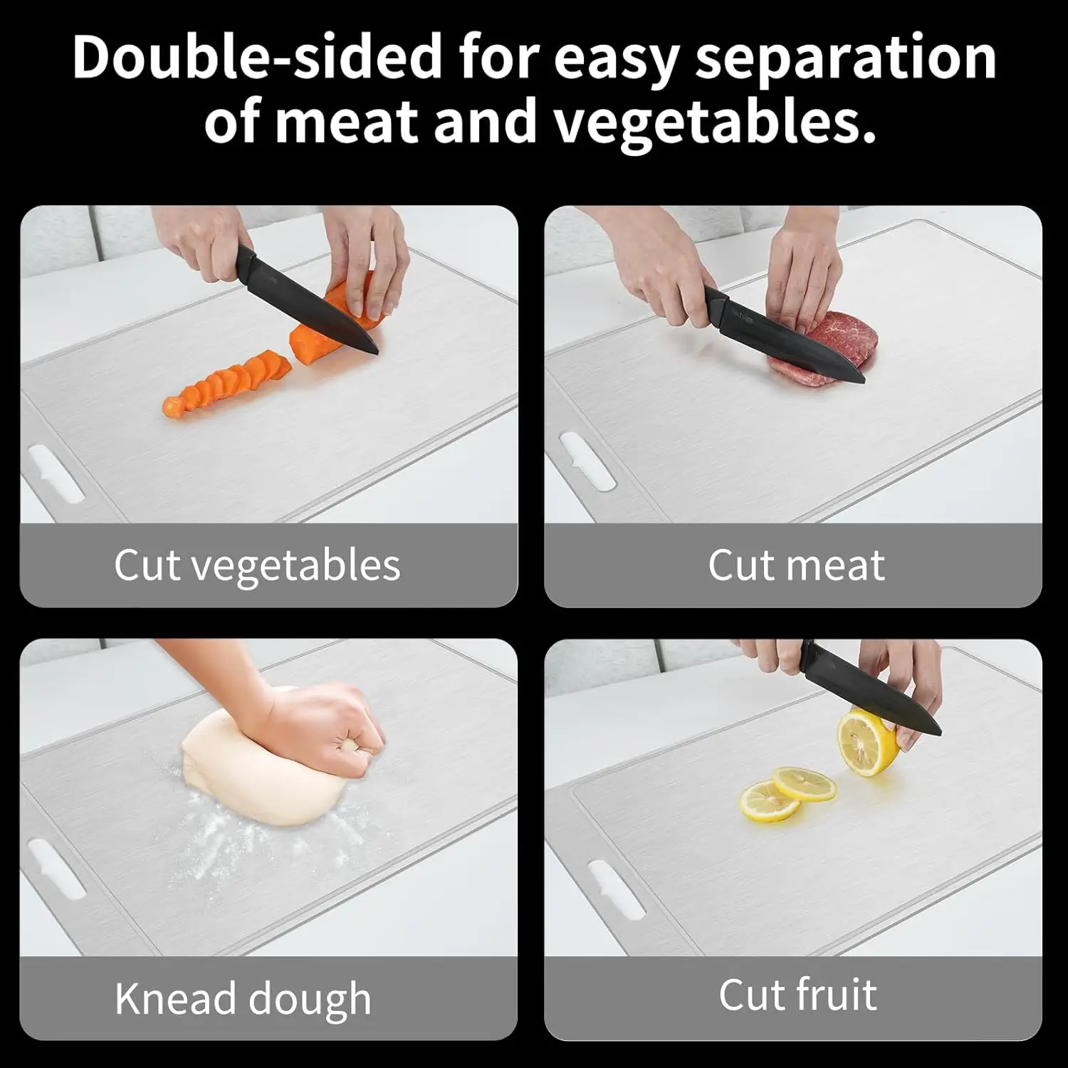 Titanium Chopping Board Double Sided with Juice Groove for Meat Vegetables Fruits Large Kitchen Cutting Surface