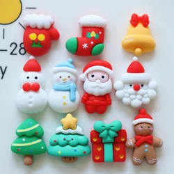 10 sztuk nowy Mini Kawaii seria bożonarodzeniowa żywica mieszkanie powrót Cabochons księga gości Diy Party szpilki do włosów udekoruj Craft L39