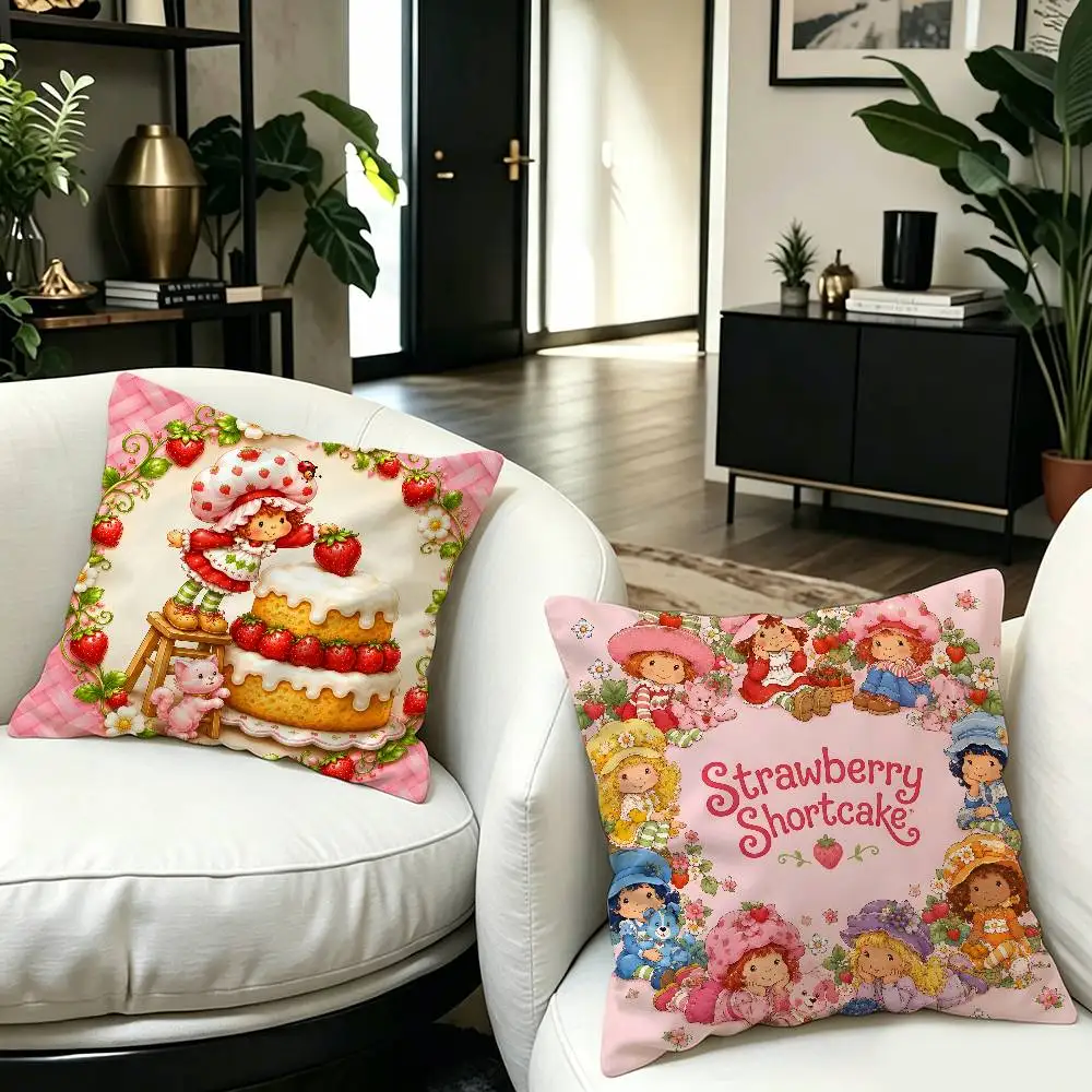 S-Strawberry-Shortcake Sweet-Vintage 45*45cm Cushion Cover Pillow Cover Decor Pillowcase Home Pillowcase for Couch Pillow