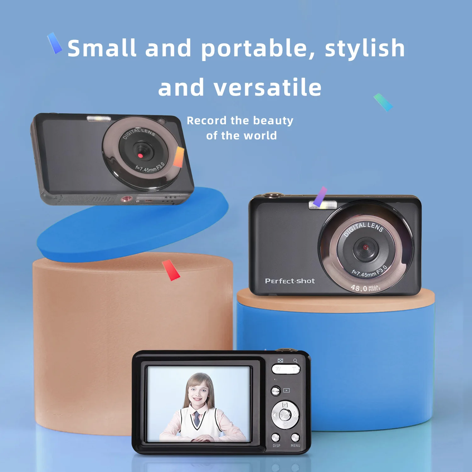 2.7K Ultra-thin Portable Digital Camera 48 Megapixel Novice Entry Ievel Camera Student Camera HD Digital Camera Childrens Camera