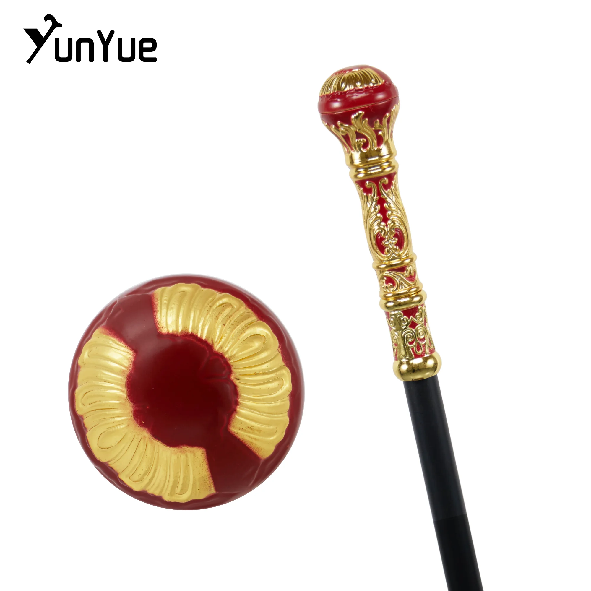 Elegan Red Round Handle Fashion Walking Stick Gentlemen Vintage Handmade Walking Cane Lady Art Collection Cosplay Film Prop Cane
