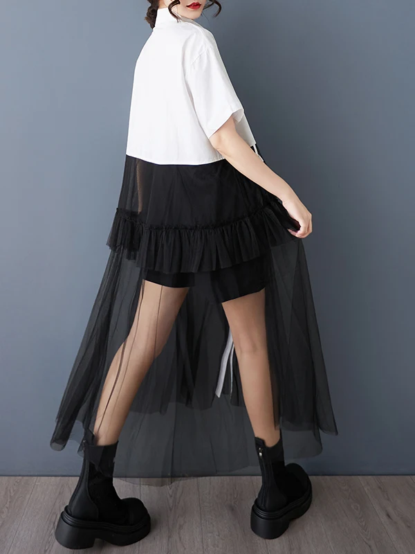 Été 2025 Loose irt Dr Design Sense Me Plissé Épissage Irregular Dr Femme Premium Faion Commute Sle A-Line...