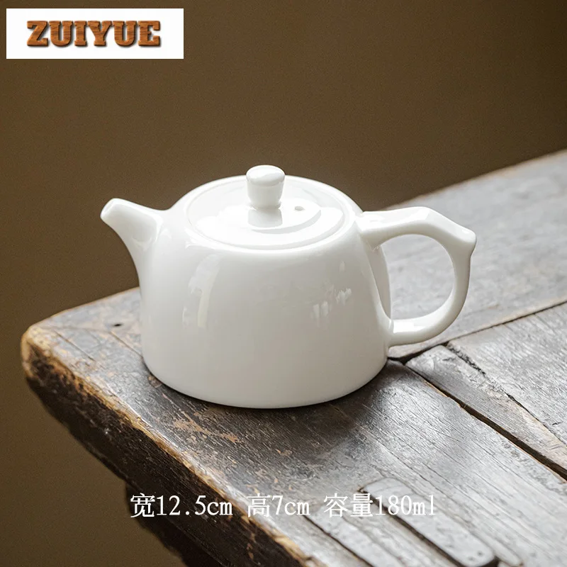 Handmade Mutton-fat Jade Tea Pot Household Xishi Pot Retro Tea Making Kettle Ball Hole Filtration Flower Tea Teaware Crafts Gift