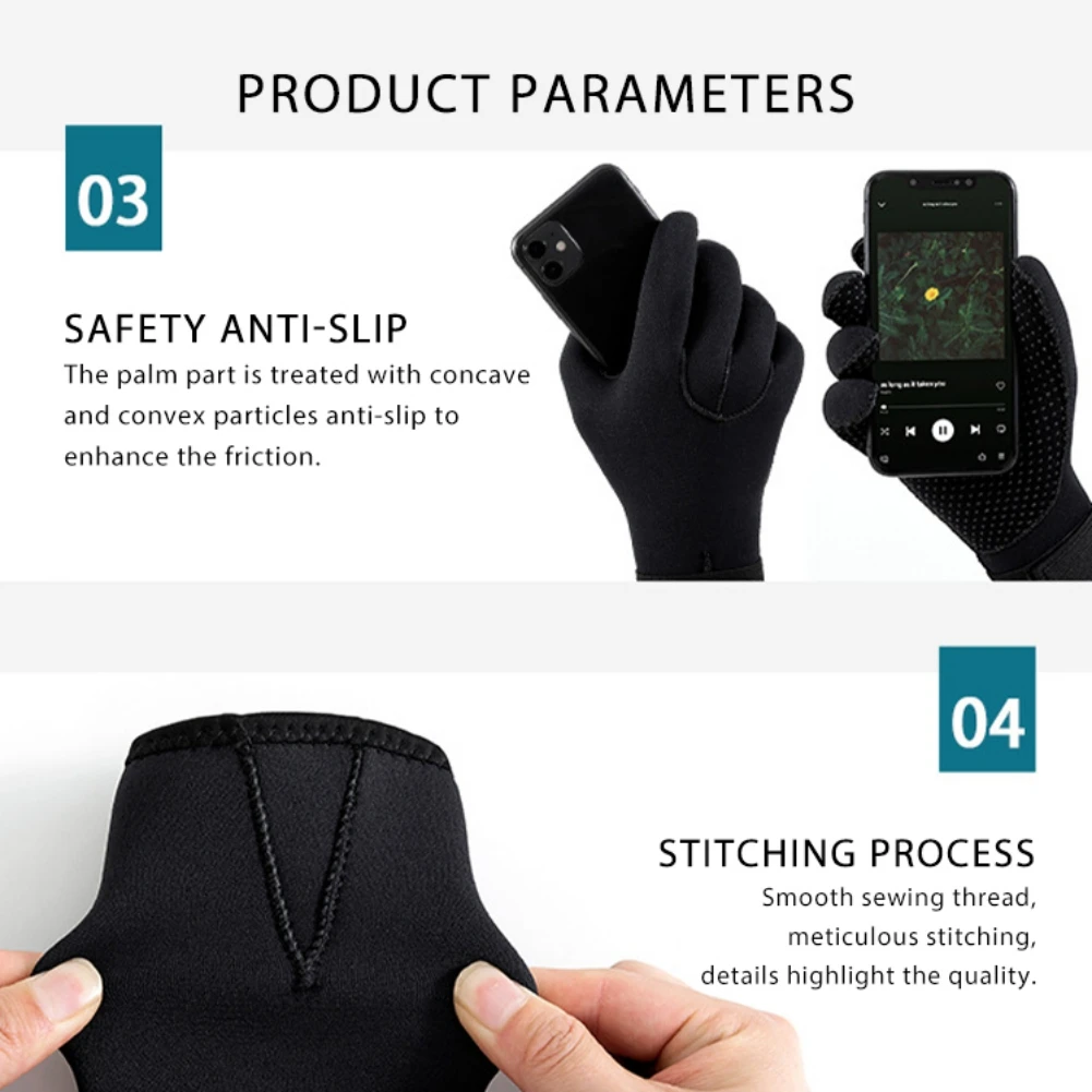 قفازات الغوص المياه المرنة مقاومة للخدش والغطس خمسة أصابع بذلة دافئة عدم الانزلاق قفازات الشتاء للغوص الرياضات المائية