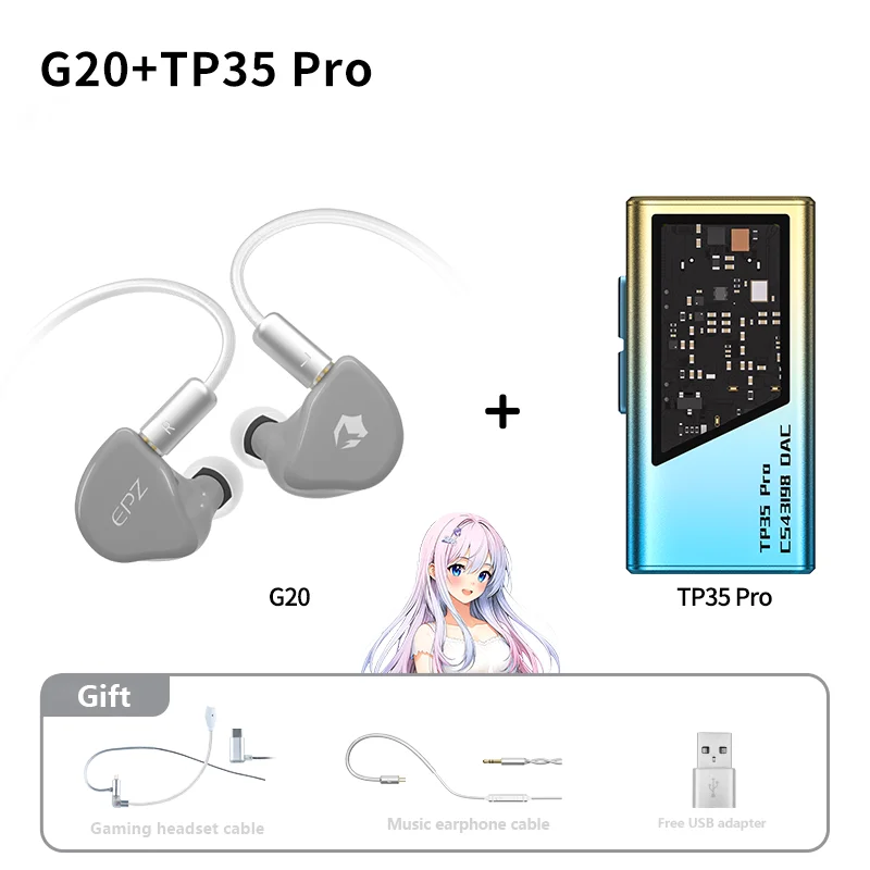 EPZ G20 Gaming IEM met lage latentie, afneembare boommicrofoon, DSP, bedrade in-ear hoofdtelefoon, 0.78 2-pins, voor gaming & muziek