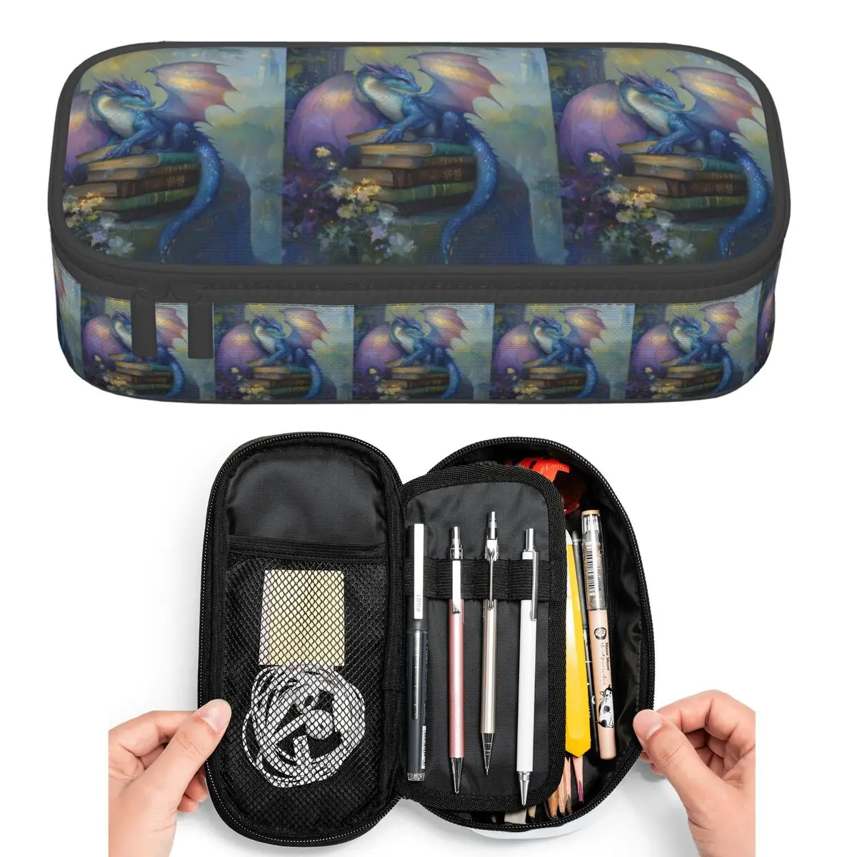 

Book And Sleeping Dragon Pencil Cases for Students Pen Box Pencil Bag Large Capacity Pencil Pouch Pen Holder