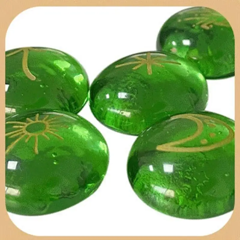 31BE 13Pcs Divination Runes Stone Glass Runes Signs Roundels Stone for Meditations