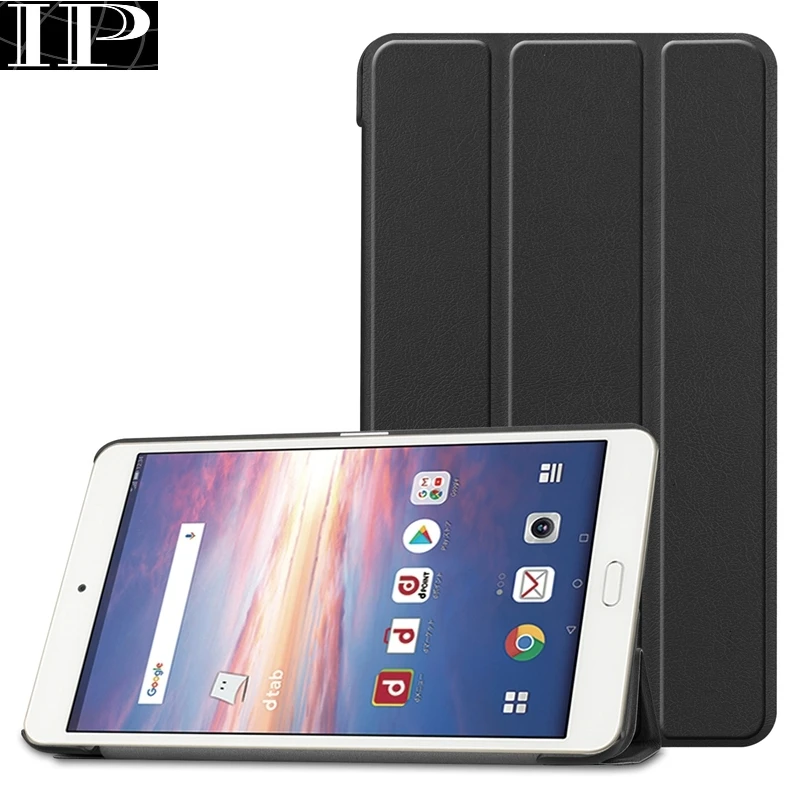 Capa de couro Ultra Slim PU para Docomo Dtab Compact, livro Flip, Tablet Cover, sem acordar, funções de sono, D-02K, Dtab-02K, 8.0"