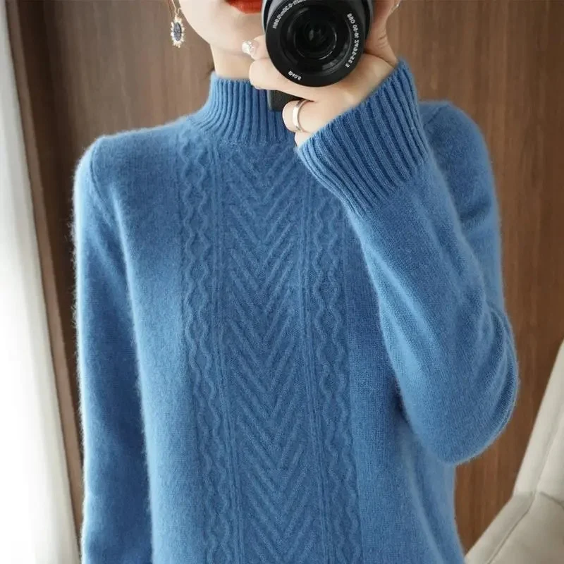 Thicken Women Turtleneck Sweaters Autumn Winter Tops Slim Women Pullover Long Sleeve Knitted Sweater Jumper Soft Warm Pull