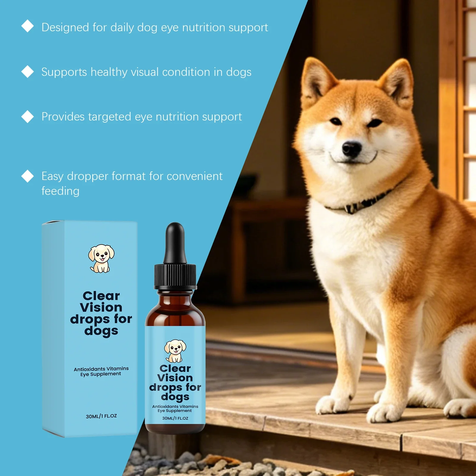 Dog Eye Health Drops Pet Vision Support Supplement Maintain Visual Balance Promote Pet Eye Health Dogs Eye Nutrition Care Liquid