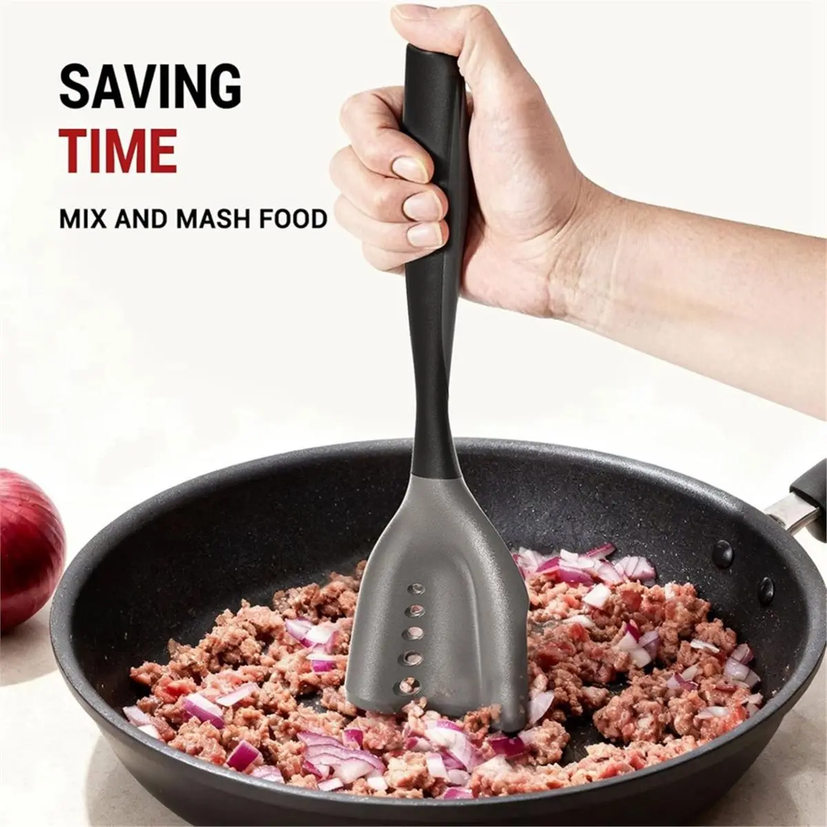 Mincing Spatula Meat Chopper, Hamburger Grinder,Smasher for Ground Beef, Potato Mix Tool, Meat & Poultry Tenderizers