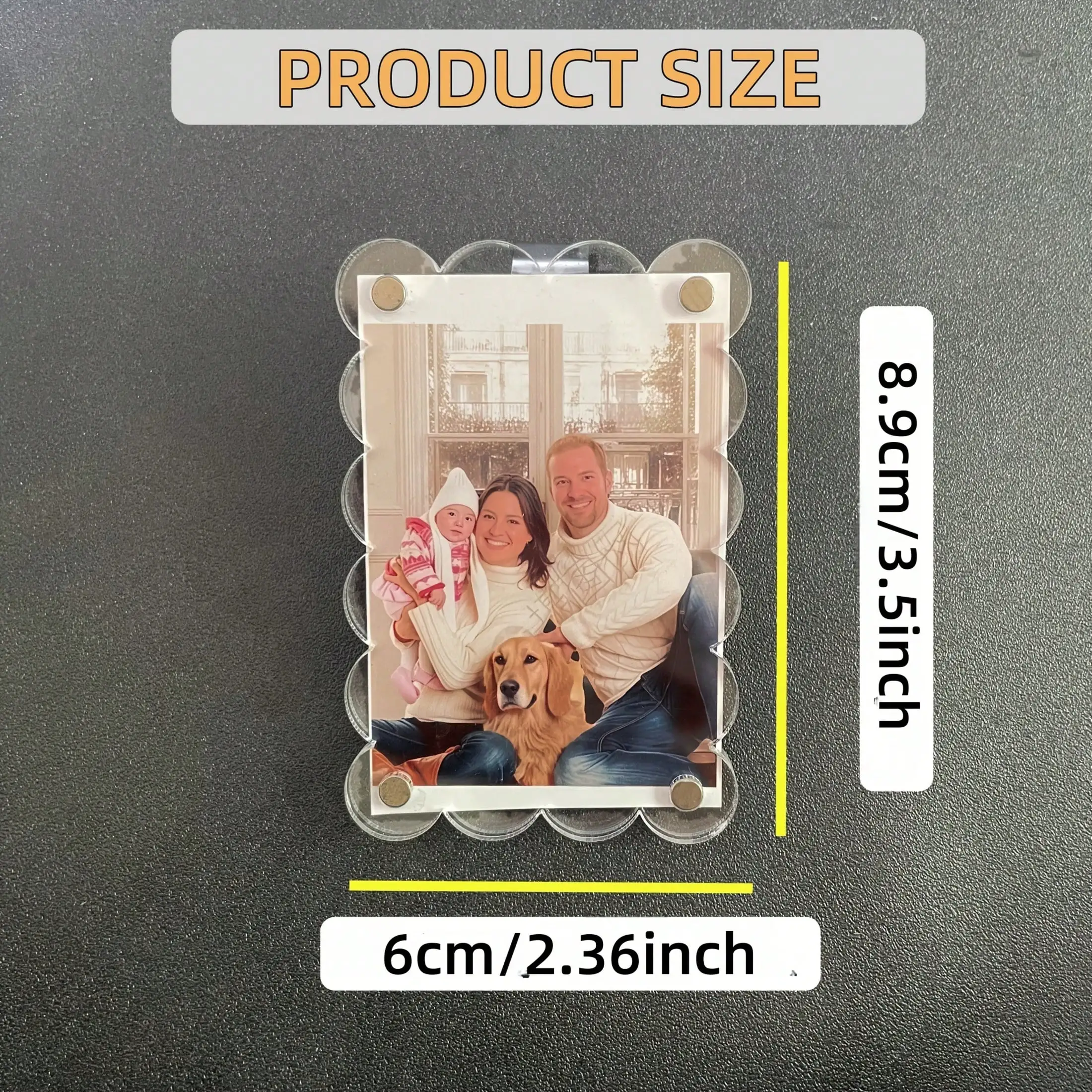Acrylic Car Sun Visor Photo Frame with Magnetic Clip, Wavy Edge Personalized Picture Holder, Custom Memorial Gift for Mom Dad Friends