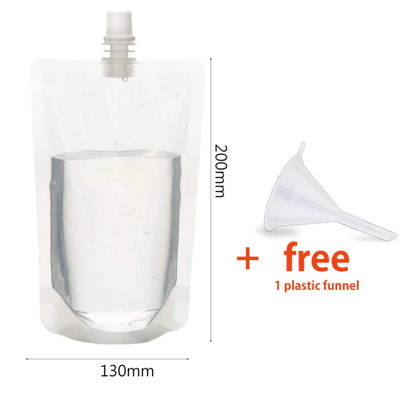 NONE 100 ml-500 ml Reise-Getränke-Auslaufbeutel, transparente Plastiktüten, versiegelte Saftaufbewahrung, Getränke, eiskaltes Getränkebeutel, tragbar 7