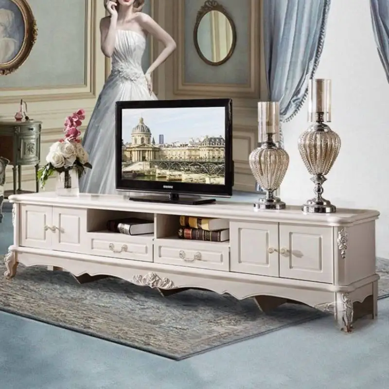 Vintage Luxury Tv Cabinet Decoration White Design Apartments Living Room Tv Cabinet Storage Nordic Meuble Chambre Furniture