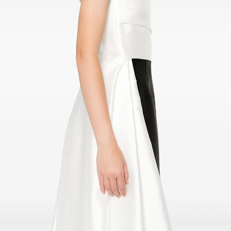 Vestido de noche de contraste blanco y negro de moda, vestidos de fiesta de graduación rectos sin tirantes, hasta el suelo, ropa de ocasión Formal personalizada