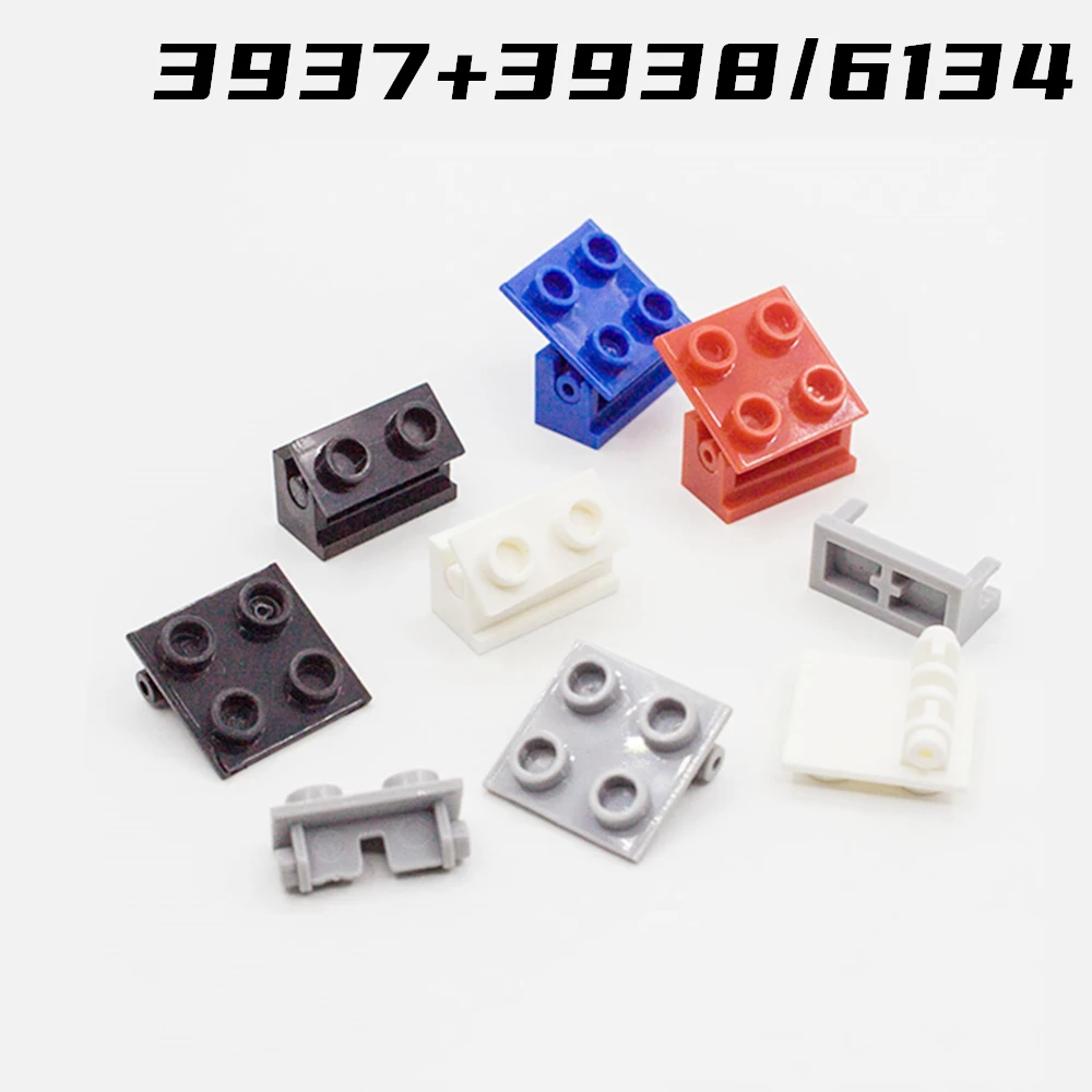 Rainbow Pig MOC Particles 3937 + 3938 Hinge Brick 1 x 2 Base and Top Plate Building Blocks Parts DIY Educational Tech Toy