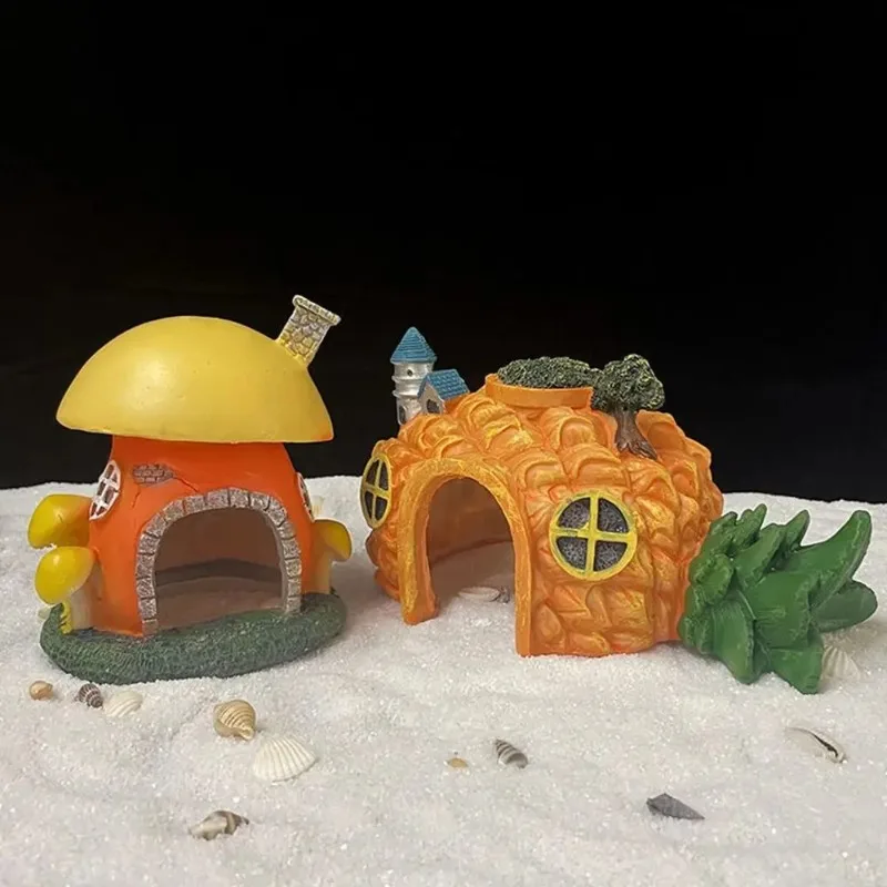 Water grass fish tank landscaping, fish hiding tank, lying flat, pineapple, mini conch house, mushroom house