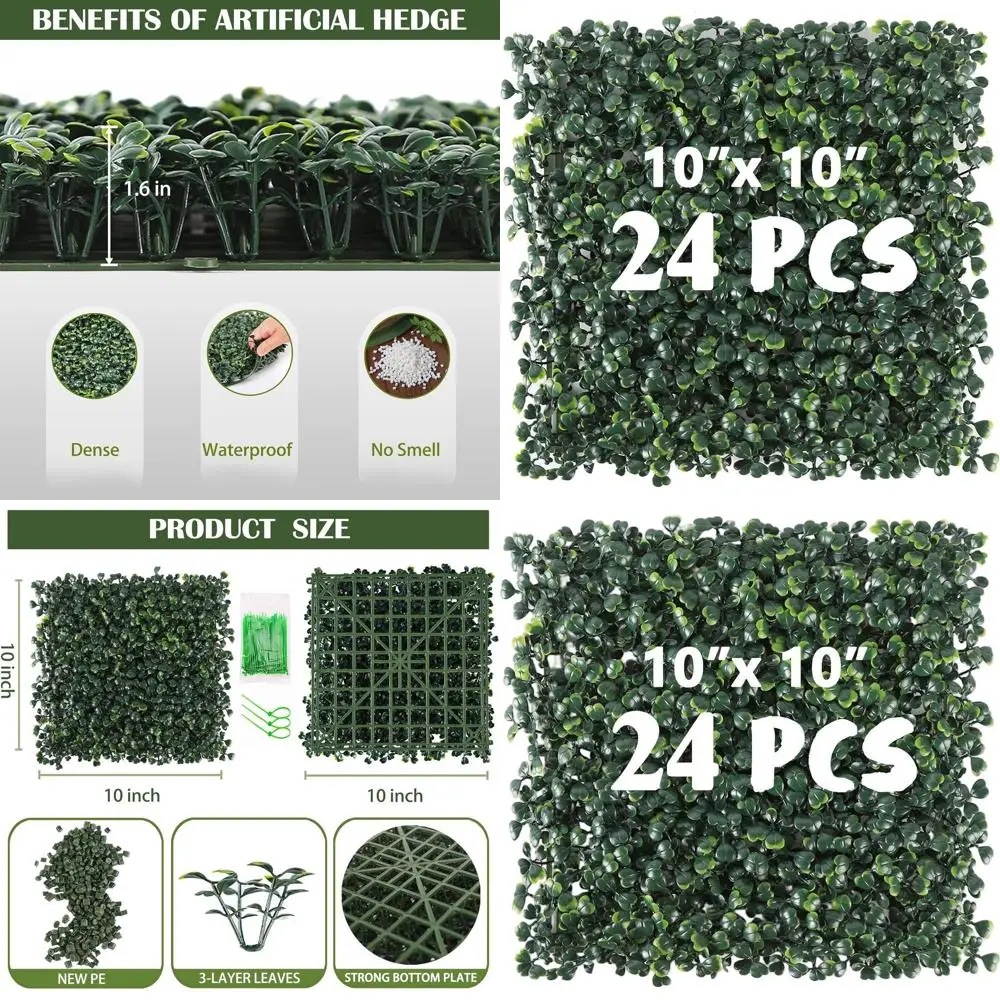 

10x10 стеновых панелей из искусственного самшита - зеленый настенный декор для наружного использования в помещении, устойчивые к ультрафиолетовому излучению панели для живой изгороди из плюща для покрытия конфиденциальности
