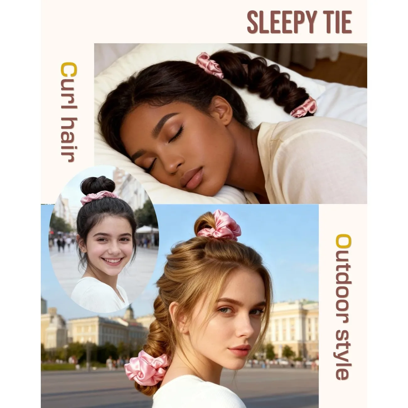 Heatless Hair Curler Set Satin Non Heat Curling Rod Overnight Big Curls Sleep Roller Scrunchie Lazy Wavy Hair Tool view 5