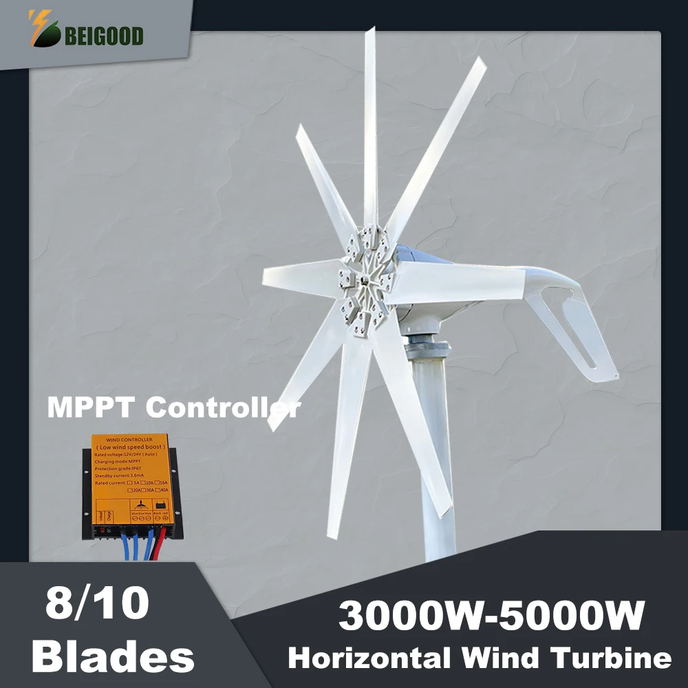 3000W Portable Power Generator Wind Turbine Generator 12v 24v With MPPT Controller Off Grid System Free Energy Windmill Home Use