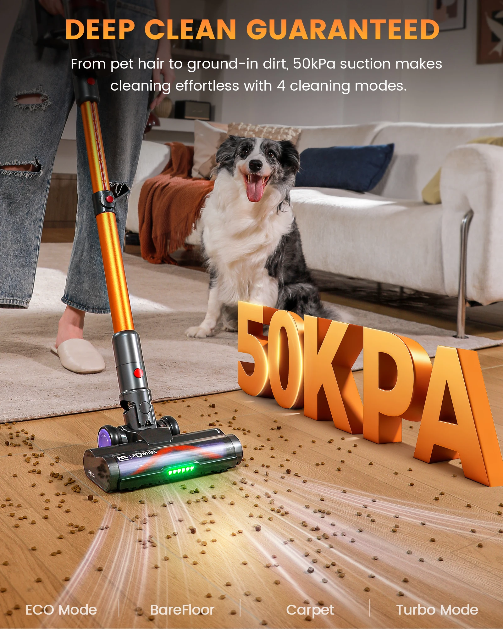 Refurbished AlloyMove By Erabros A05 550W Cordless Vacuum Cleaner 50KPa Strong Suction Handheld Stick Vacuum, 80Min Runtime, LED Display, 1.5L Dust Bin, Anti-Tangle Brush Vacuum Cleaner for Home Clean Carpet Hard Floor Pet Hair (Refurbished)
