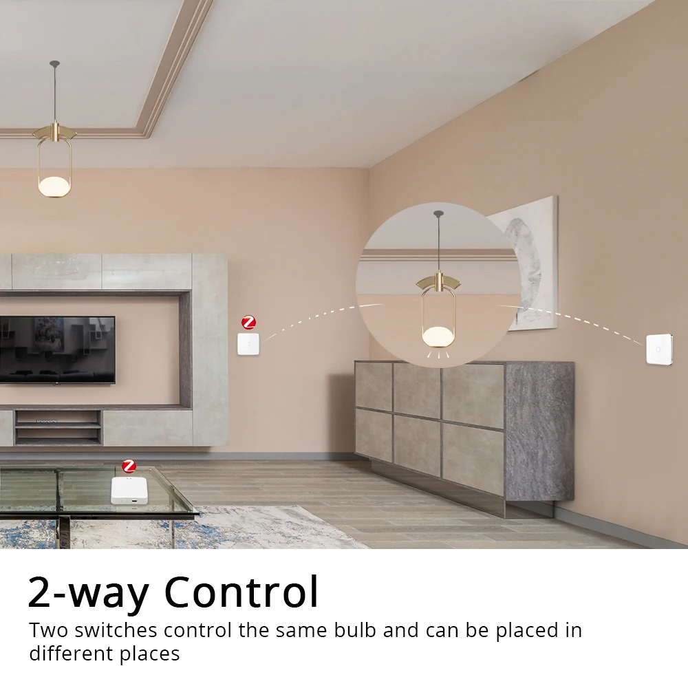 Zemismart Zigbee One Gang 3 Way Wall Light Switch No Neutral Interruptor Work with Tuya Alexa Google Home Voice Control