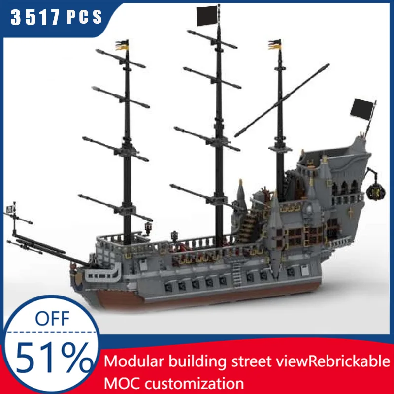 3517 piezas, exquisito barco pirata, bloques de construcción, modelo de ladrillos, juguete de ensamblaje de exhibición para niños y adultos, regalo sorpresa de cumpleaños