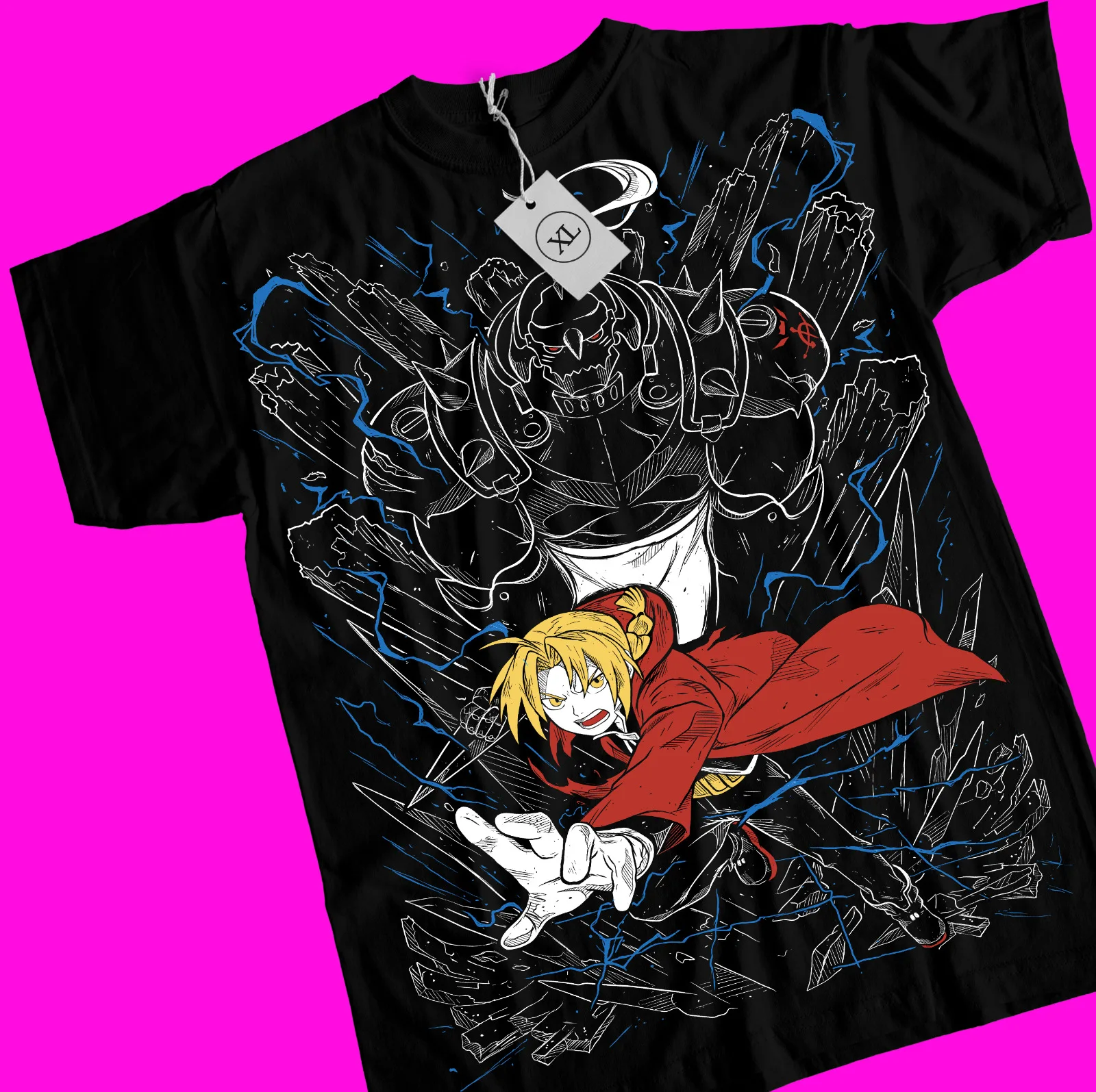 Brotherhood Alphonse Elric Anime Black Tee Fullmetal Alchemist T-Shirt All Sizes