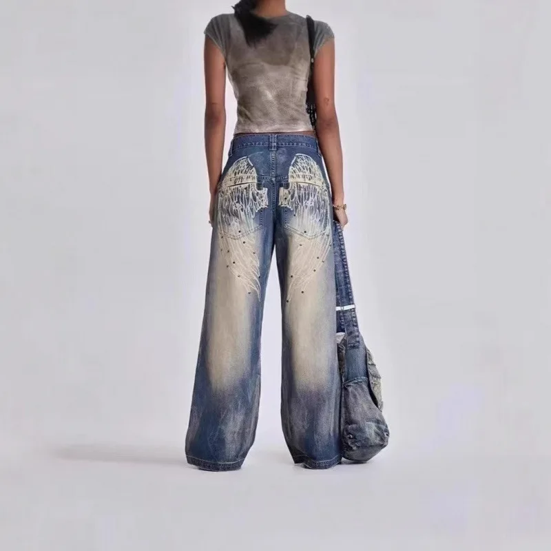 Jaded London jean 2025 new wings old gradient vintage washed loose jeans pants for men and women