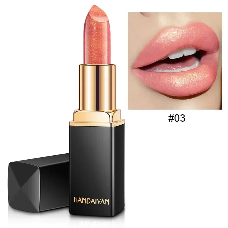 Black Tube Gold Shiny Lipstick Waterproof Long Lasting Moisturizing Glitter Pearlescent Nude Pink Shimmer Lipstick Luxury Makeup image 3