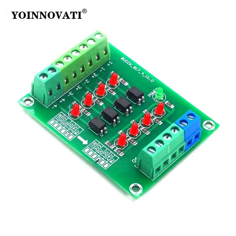 4 Channel Optocoupler Isolator 5V to 24V PLC Signal Converter Level Voltage Board 4Bit Signal Level Voltage Converter Board