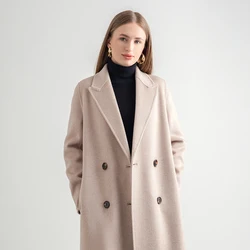2025 Women's 100% Cashmere Thick Double sided Long Jacket Classic Multi functional Fashion Suitable for Business