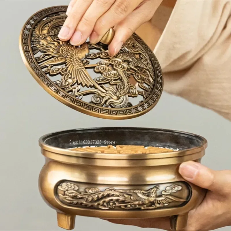 12cm Three-legged Incense Burner Turntable Set Indoor/office/Tea Room Decoration /play Seal Incense Soothing Aromatherapy Stove