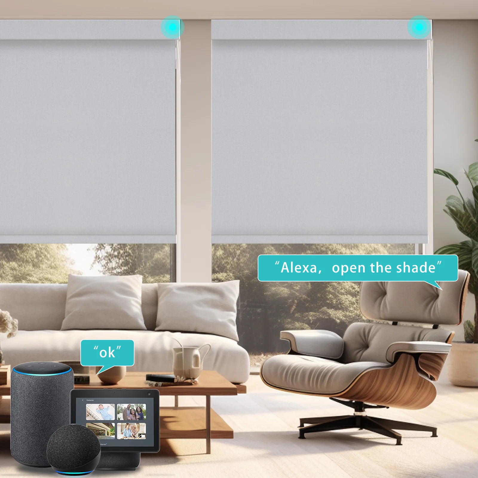 Smart electric 38mm fabric plain weave built-in modern roller shutter WiFi control, customizable for bedrooms
