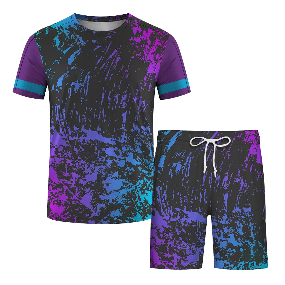 Men's Sports Suit Outdoor Badminton Tennis Training Sets Casual Short Sleeve Tees and Shorts 2 Piece Fashion Running Gym Outfit