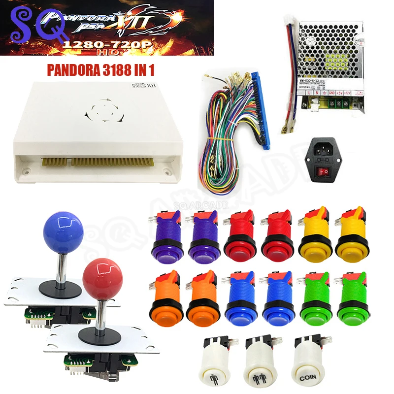 

3D Pandora 3188 in 1 Arcade Jamma DIY Kit with America Push Button 5pin Joystick for Arcade Cabinet Machine