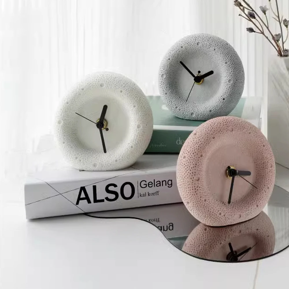 Moon Texture Design Clock stampo in Silicone Desktop Table Home Creative Concrete Clock clock stampi in silicone